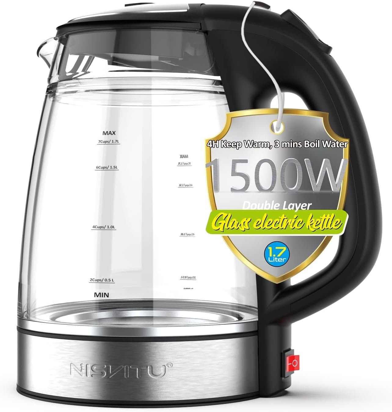 Read more about the article 【折后价:$29.96 Prime包邮】双层玻璃电热水壶 1.7L 
