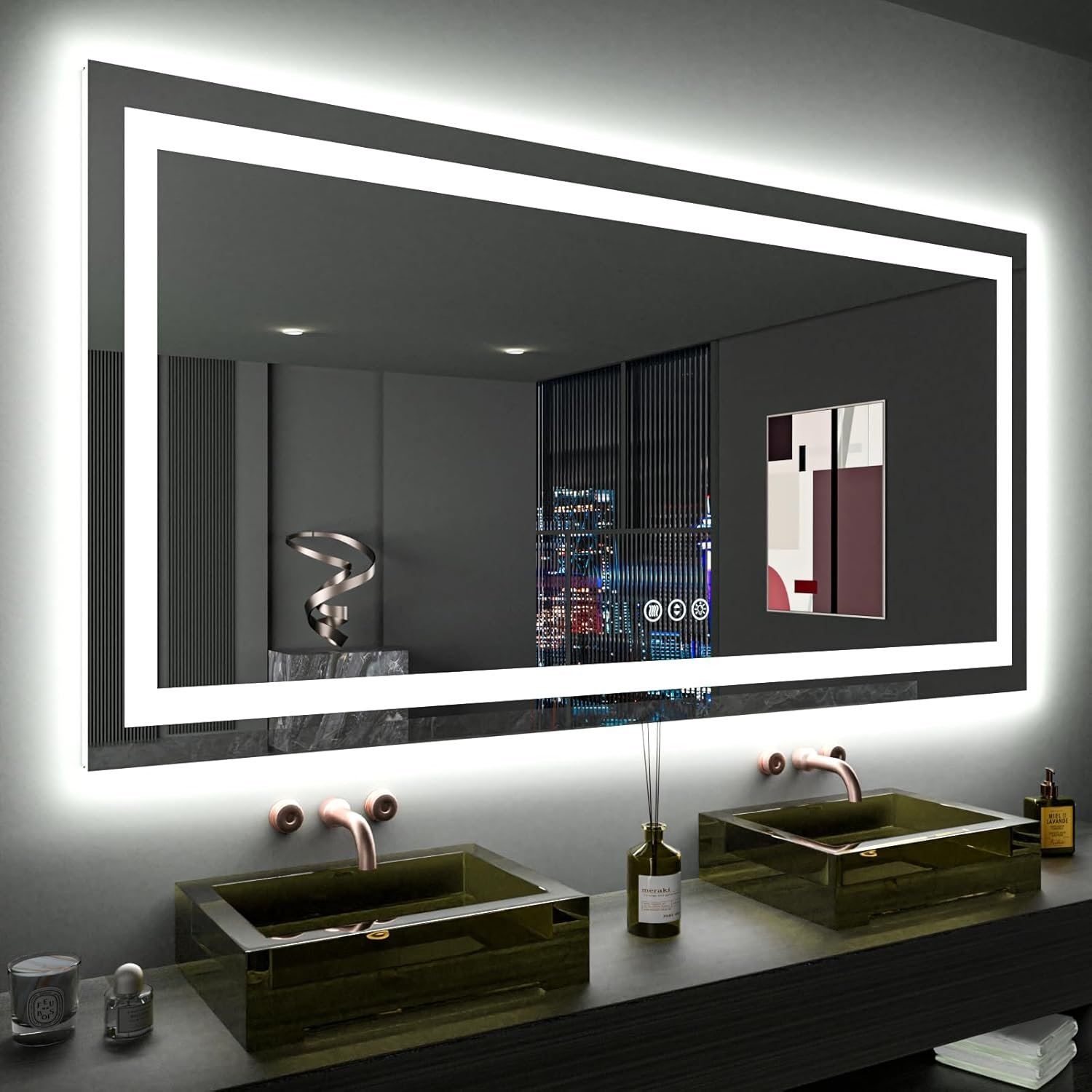 Read more about the article 【折后价:$376.99 Prime包邮】LOAAO 60X36 LED 浴室镜带灯，防雾，可调光，背光+前灯 21%限時折扣