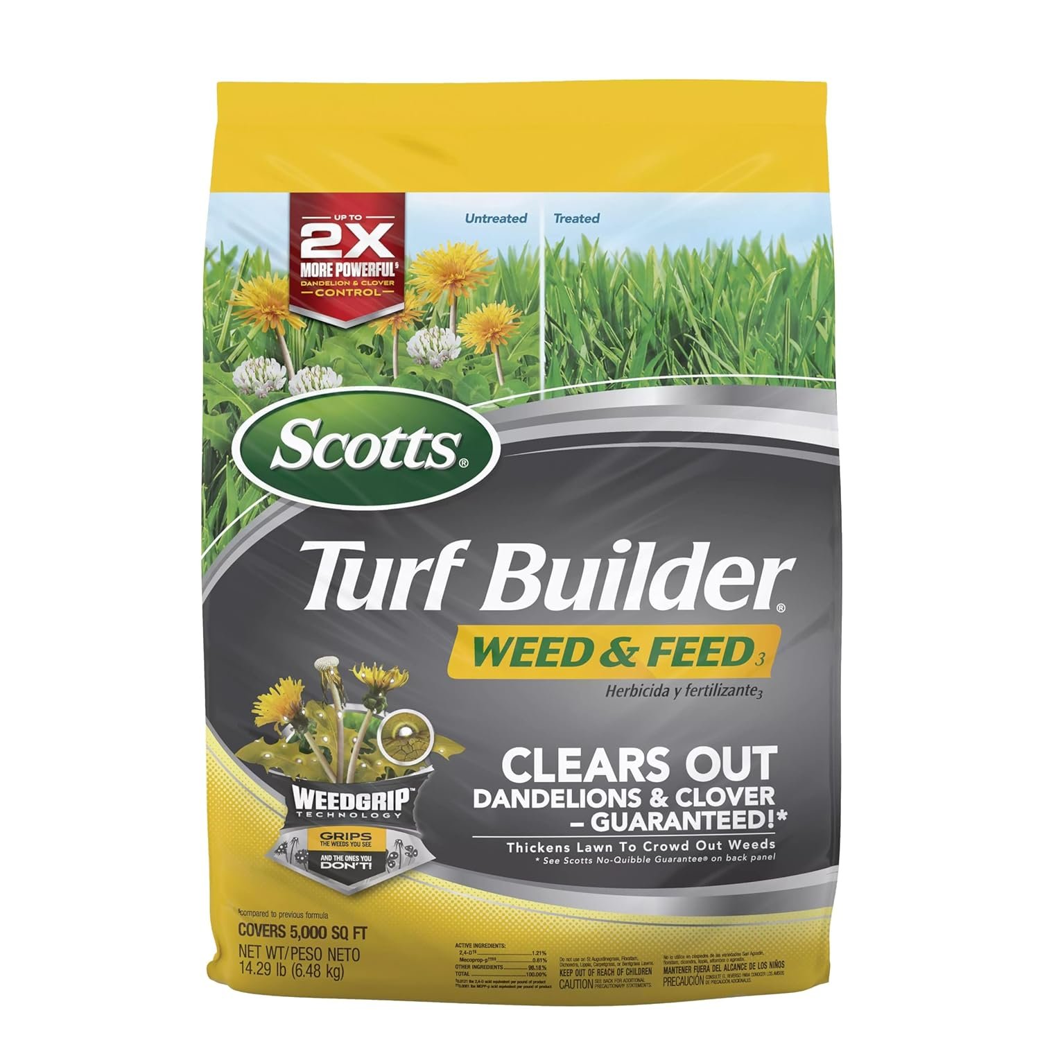 Read more about the article 【折后价:$27.58 Prime包邮】 Turf Builder Weed & Feed3除草剂加草坪肥料-控制5,000 平方英尺蒲公英和三叶草
